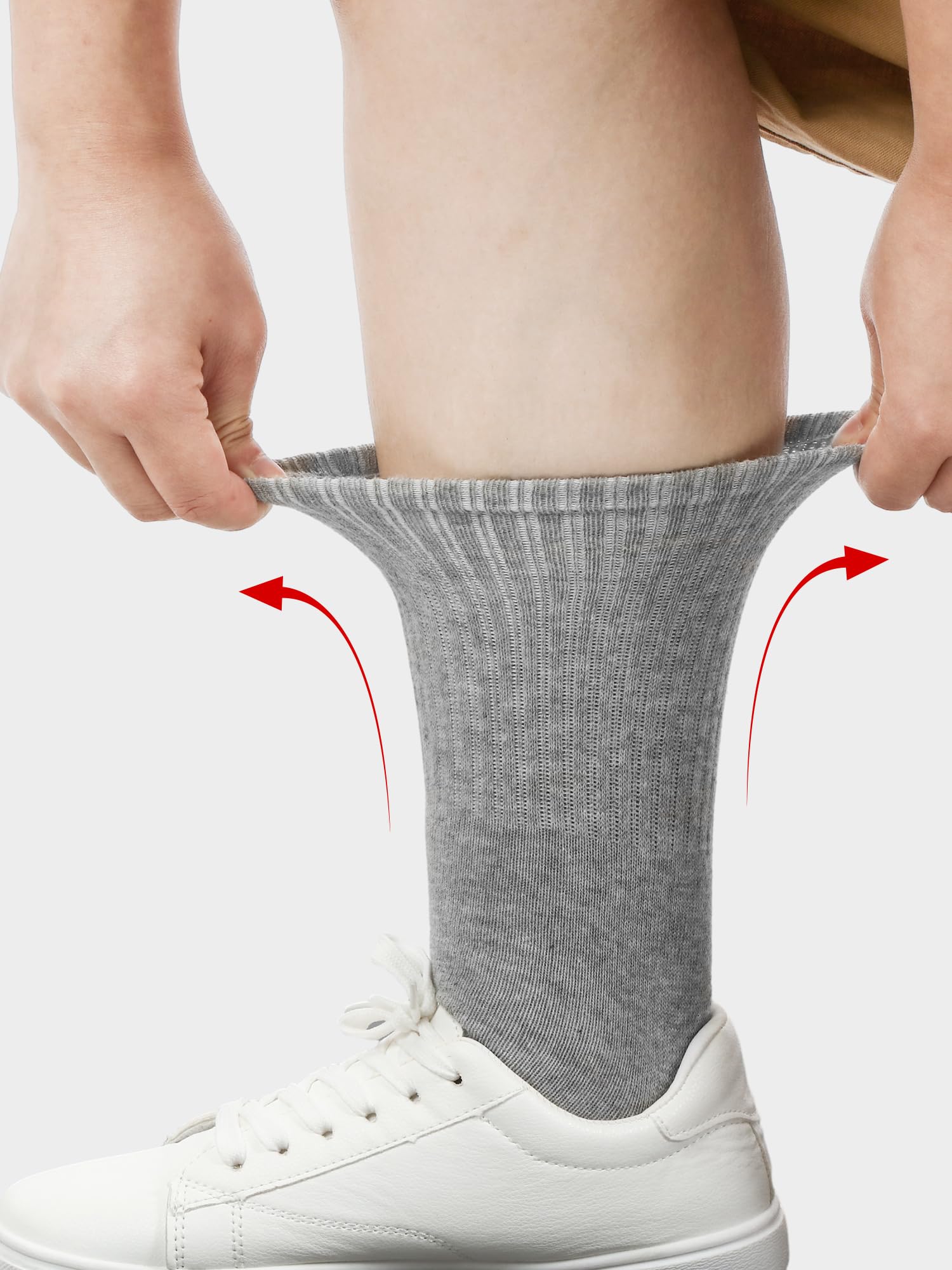 Suhine 50 Paar Homeless Crew Socken Weiche Baumwolle Feuchtigkeitstransport Socken Bulk Sport Baumwolle Unisex Dicke Tube Socken für Thanksgiving Obdachlose Männer Frau Kinder, Schwarz, Grau,