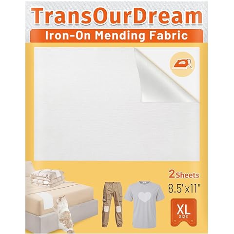 TransOurDream Tru-White Iron on Fabric Patches for Clothes, Extra Large Iron on Repair Patch for Clothing, Jeans, Sheets, Duvet Cover, Curtains&Sofa, Inside Use Fabric Patch,No Sewing(2 Pcs, 8.5