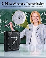 Vista 2 de 7RYMS WA2 Amplificador de voz inalámbrico para profesores, ancianos con micrófono de solapa magnético, amplificador personal para el aula