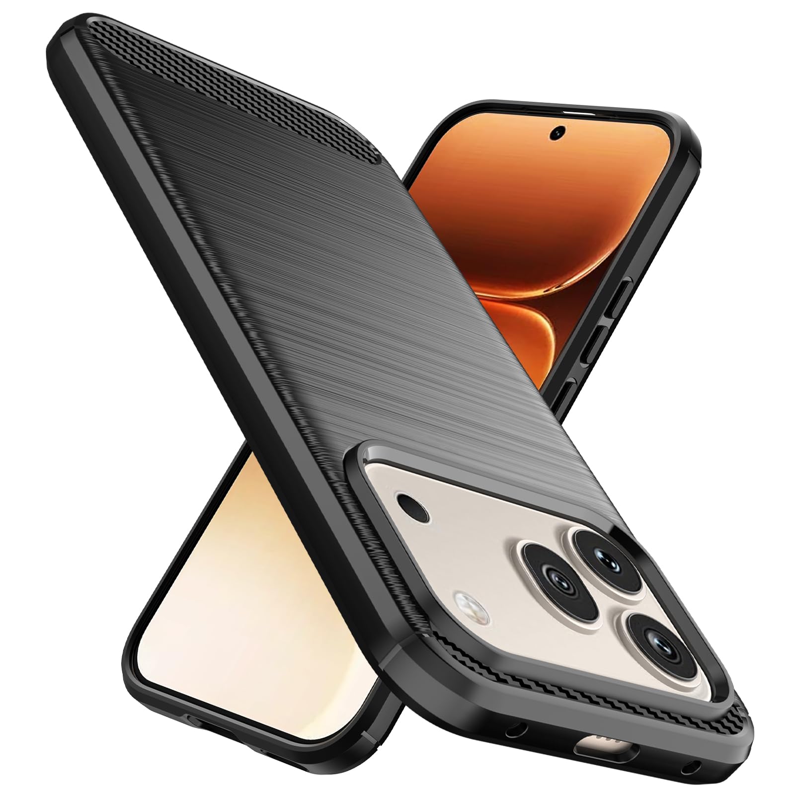 Designed for Honor 600/600 Pro Case,Flexible TPU [Brushed Texture] [Anti-Slip] Shockproof Military Protection Bumper Phone Case,Slim Case Cover for Honor 600 Pro,Black