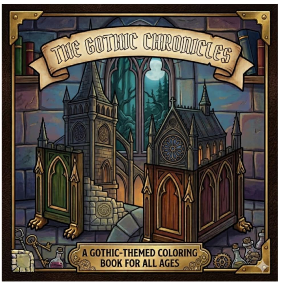 The Gothic Chronicles: Gothic Dark Academic Coloring Book