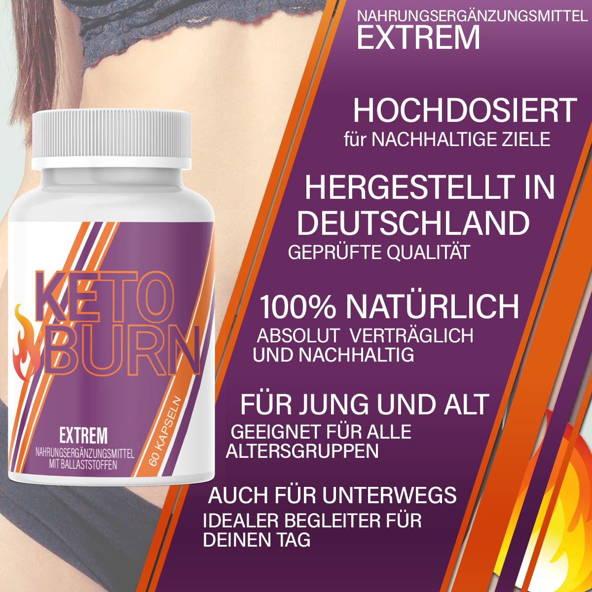 HelloNutrition® KETO BURN EXTREM mit Glucomannan & Cranberry -30 Tage Kur - 2 Kapseln täglich - STOFFWECHSEL - Erfolg, schnell & stark - endlich für Frauen & Männer mit hochwertige Inhaltsstoffe
