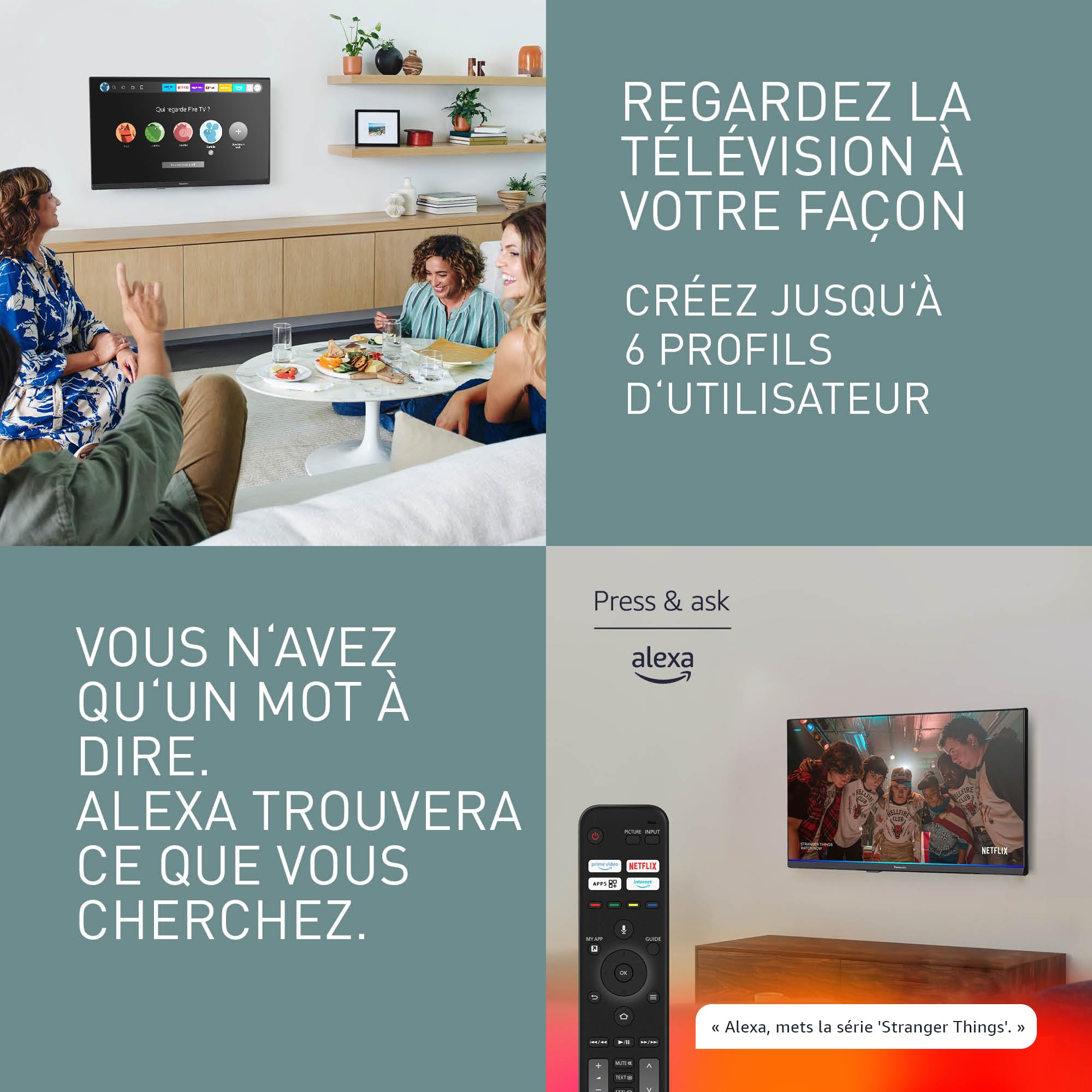Panasonic TV-32S50AEZC, 32 Pouces HD LED Smart TV, Fire TV | HD Colour Engine, HDR, Contrôle Vocal Alexa, Mode Jeu, Lecteur Média, Téléviseur Intelligent, Série S50