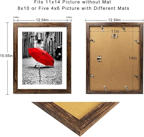 Vista 105 de Capcillin Juego de 2 portarretratos de 11 x 17 pulgadas, patrón de madera, color marrón rústico, para montaje en pared, plexiglás, ideal