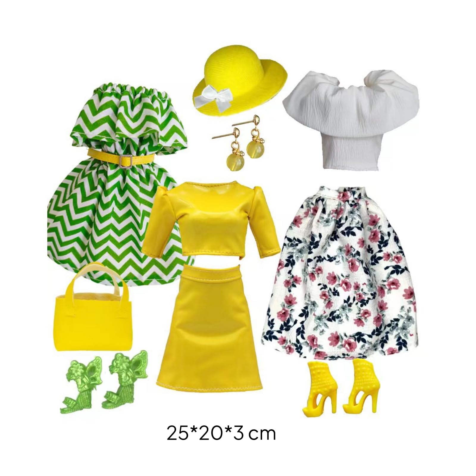 Vestito Moda Giocattolo Squisito per Servizi Fotografici , Giallo, Verde, Bianco