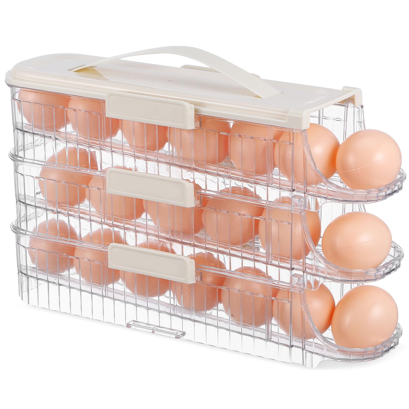 Organizador de Huevos para Frigorífico de Tres Capas, Pet Blanco