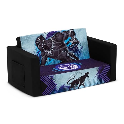 Miniatura 7 de Delta Children Marvel Black Panther Cozee - Sofá abatible con espuma viscoelástica, sofá convertible 2 en 1 a tumbona, color negro