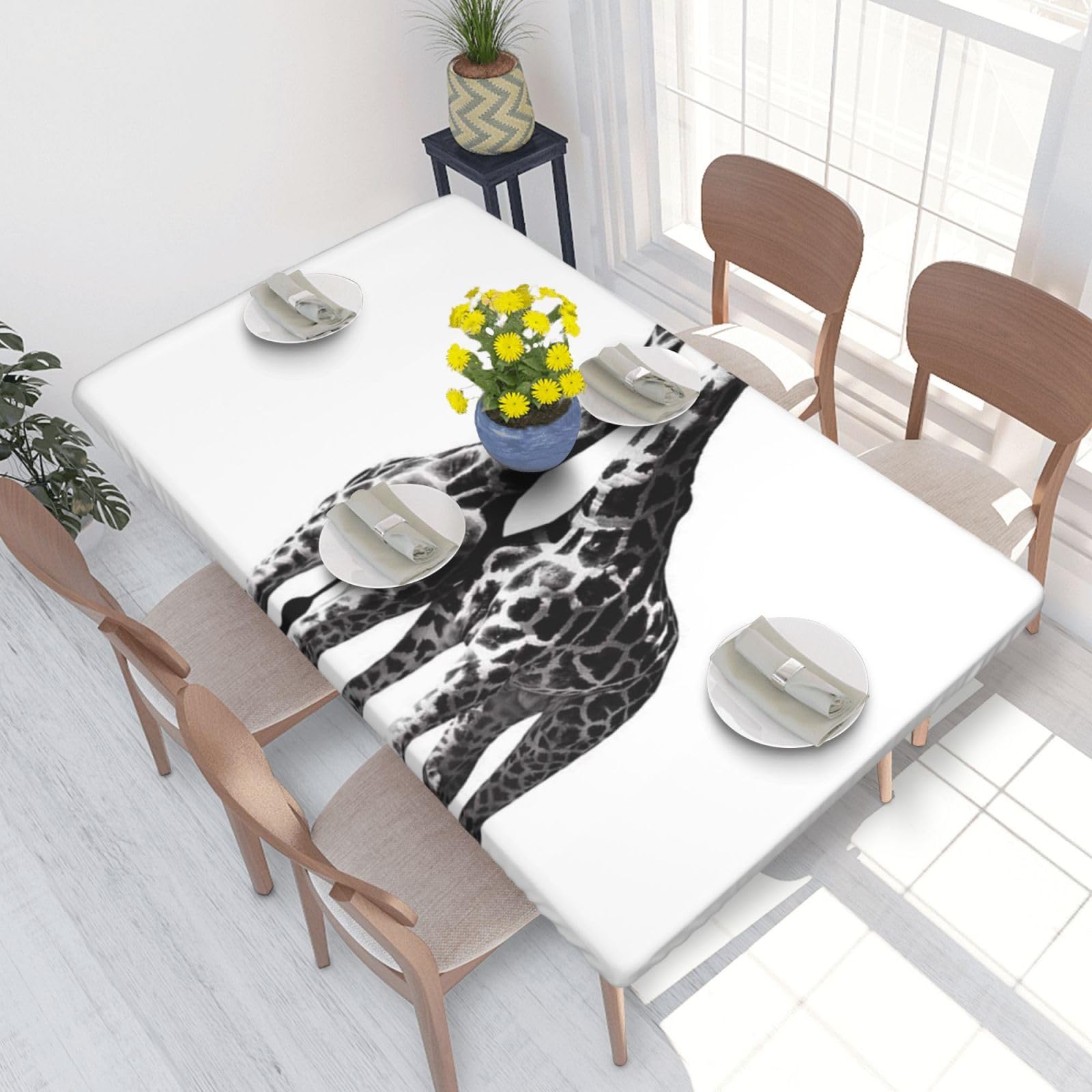 BNVSADC African Giraffe Printed 4FT Tablecloth 122x76 CM Polyester Kitchen Water Resistant Table Cloth Dining Table Decoration Table Covers