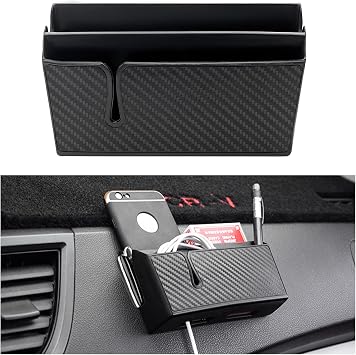 Dickno Car Storage Box - Multifunctional Carbon Fiber Car Cell Phone Holder, Auto Dashboard Pocket Organizer, Vehicle Interior Accessories for Storge Phone Key Coin Large