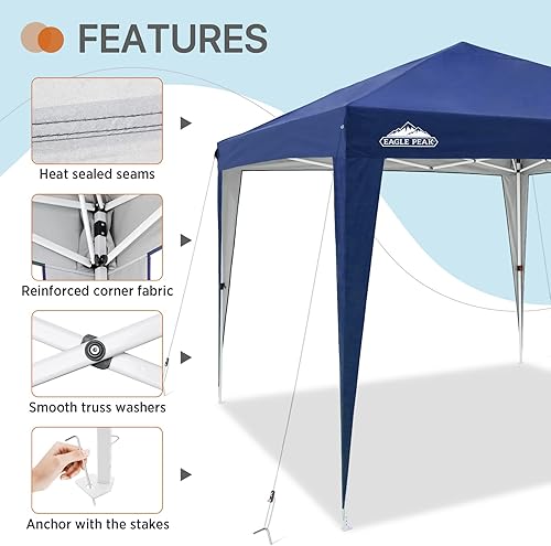 Miniatura 3 de EAGLE PEAK EAGLE PEAK - Toldo desplegable instantáneo de 10 x 10 pies, refugio plegable portátil, parte superior impermeable con costuras selladas,