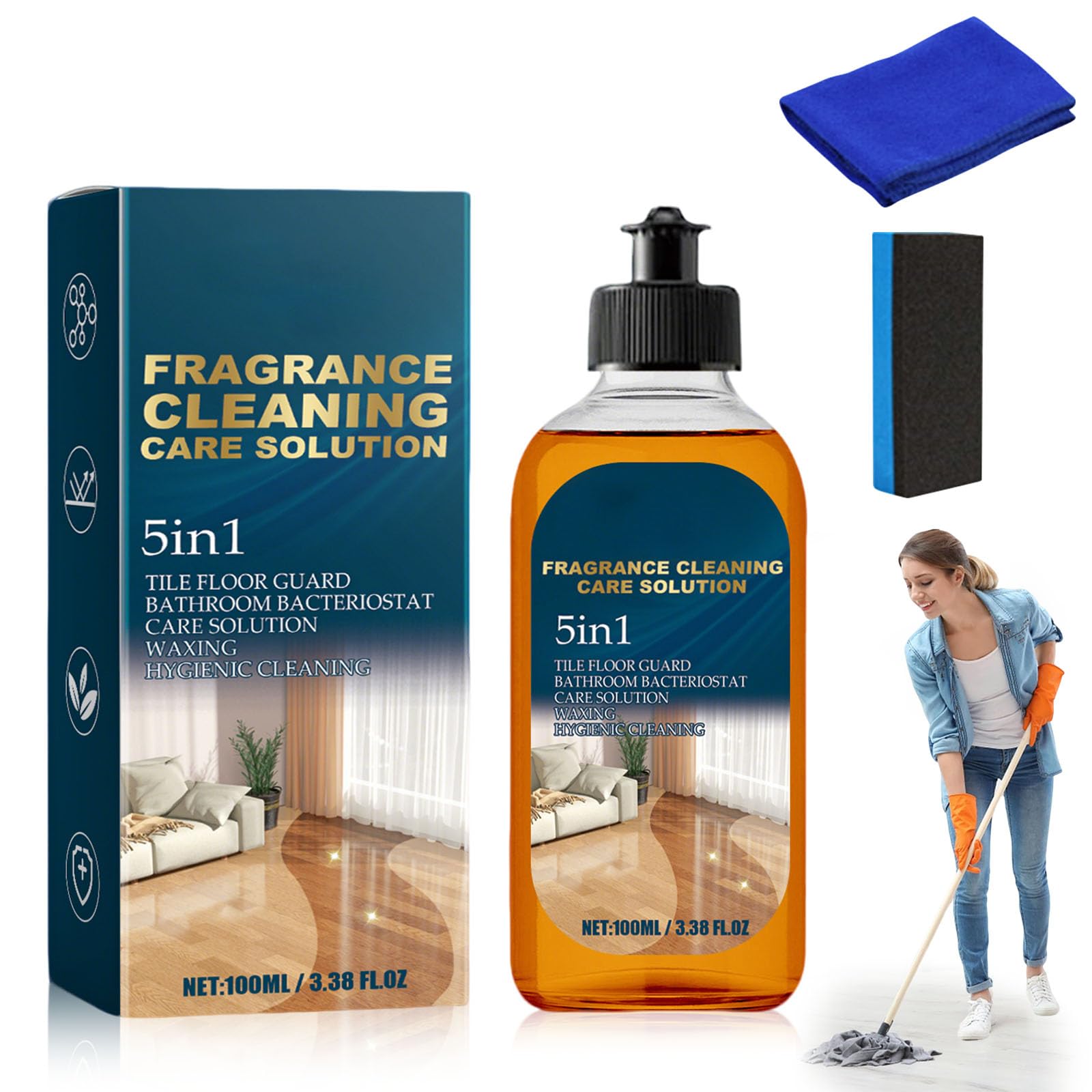 Nitvei 5 in 1 Floor Cleaner, 2025 New 5-in-1 Fragrance Cleaning Care Solution, Dual-Action Stain & Odor Remover for Hardwood Floors, Natural Shine for