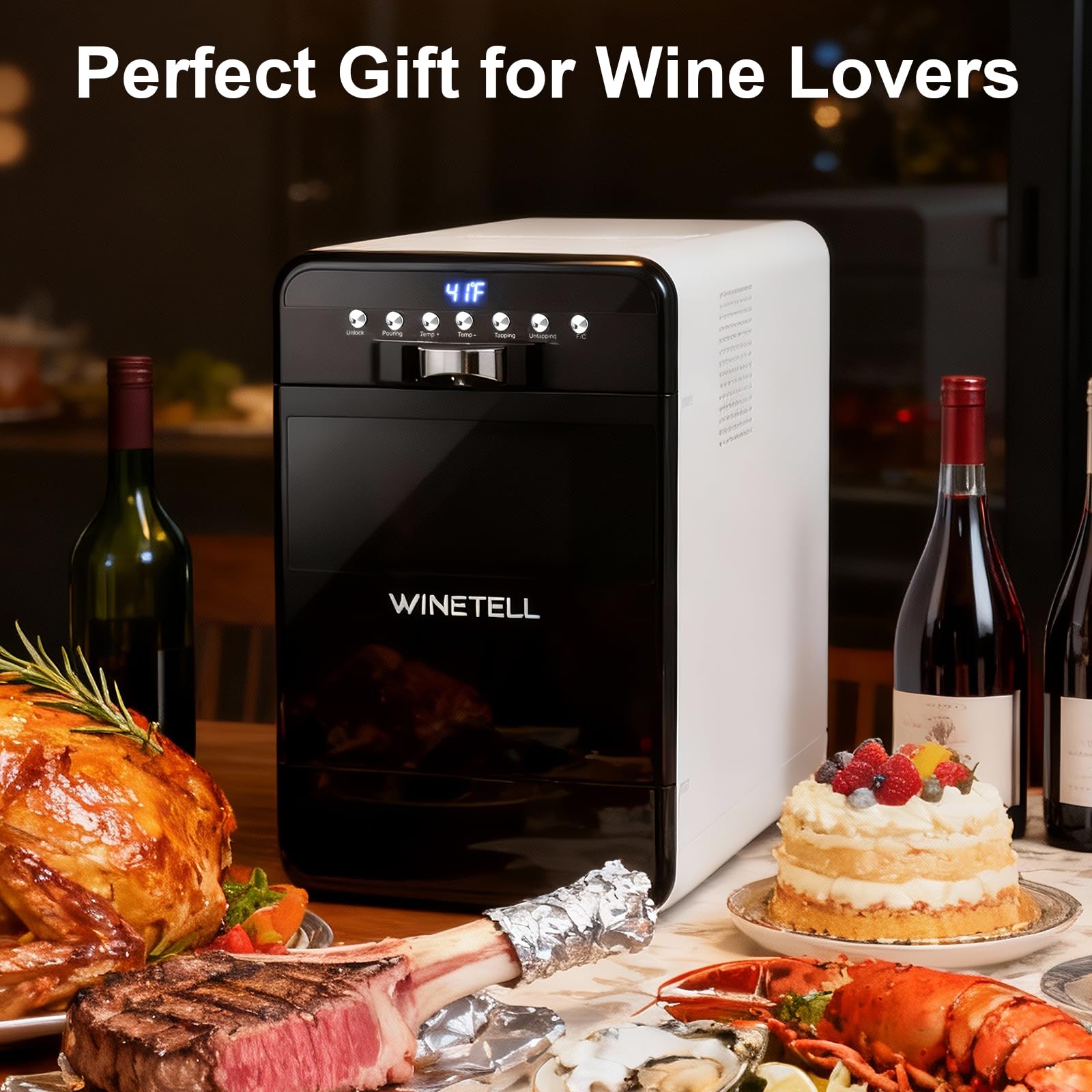 Sistema de conservación de vino - Ahorro y dispensador de vino con control de temperatura ajustable, conserva la frescura y el sabor del vino, para el hogar, la oficina y el hotel, sin
