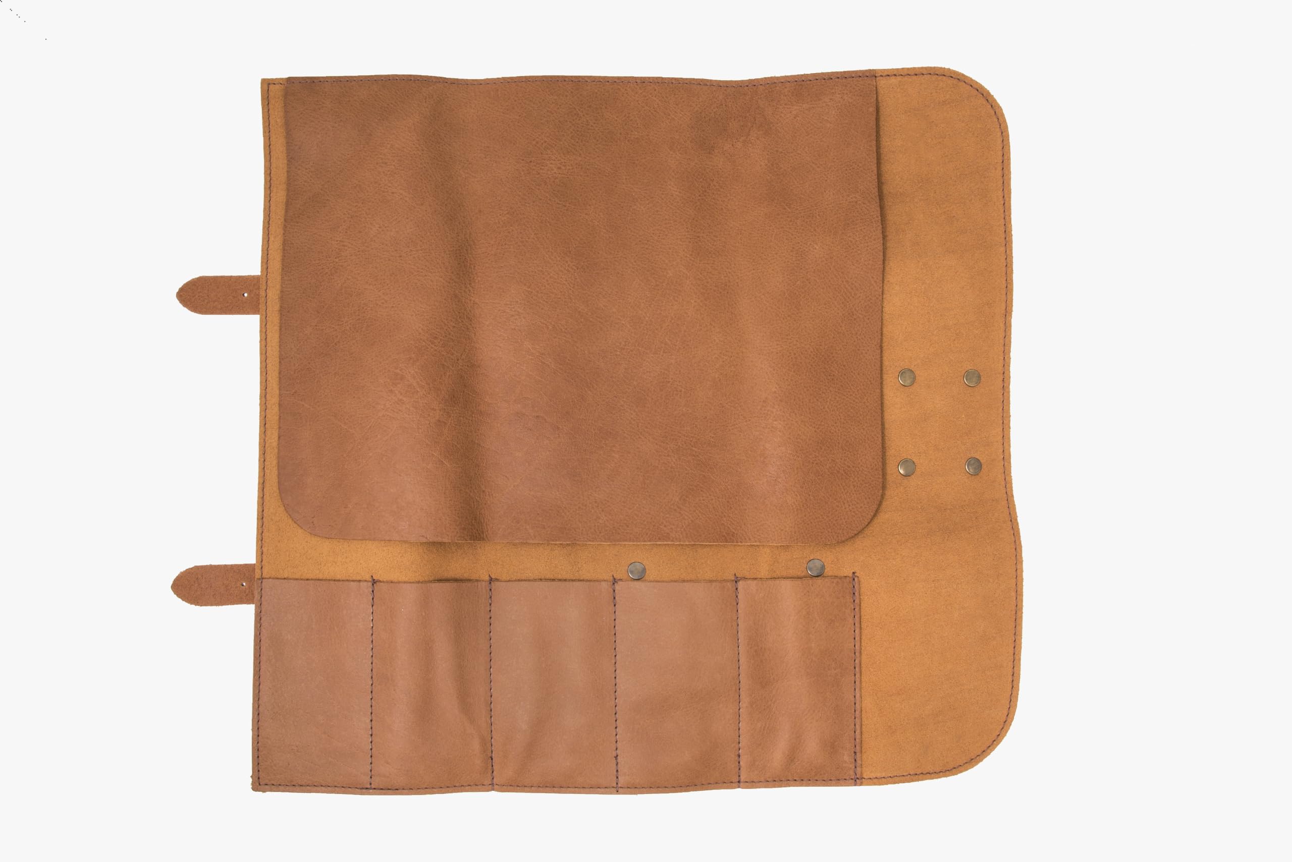 Arcos Bolsa Cuchillos Bolsa Cuchillos Cocina Profesional Estuche Profesional Porta Cuchillos 5 pzas | 42 cm Largo | Asa para Transportar| Cuero Color Miel| Hebilla Ajustable