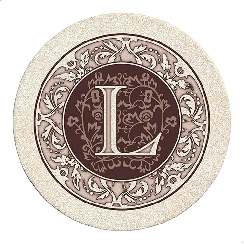 Thirstystone 4-Pack Monogram Letter “L” Sandstone Coasters Manufactured in The