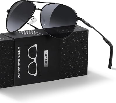 Pilot Men's Polarized Sunglasses - Unisex UV400 Protection Black Sunglasses for Driving, Fishing, Running - Classic Ultra Light Shades