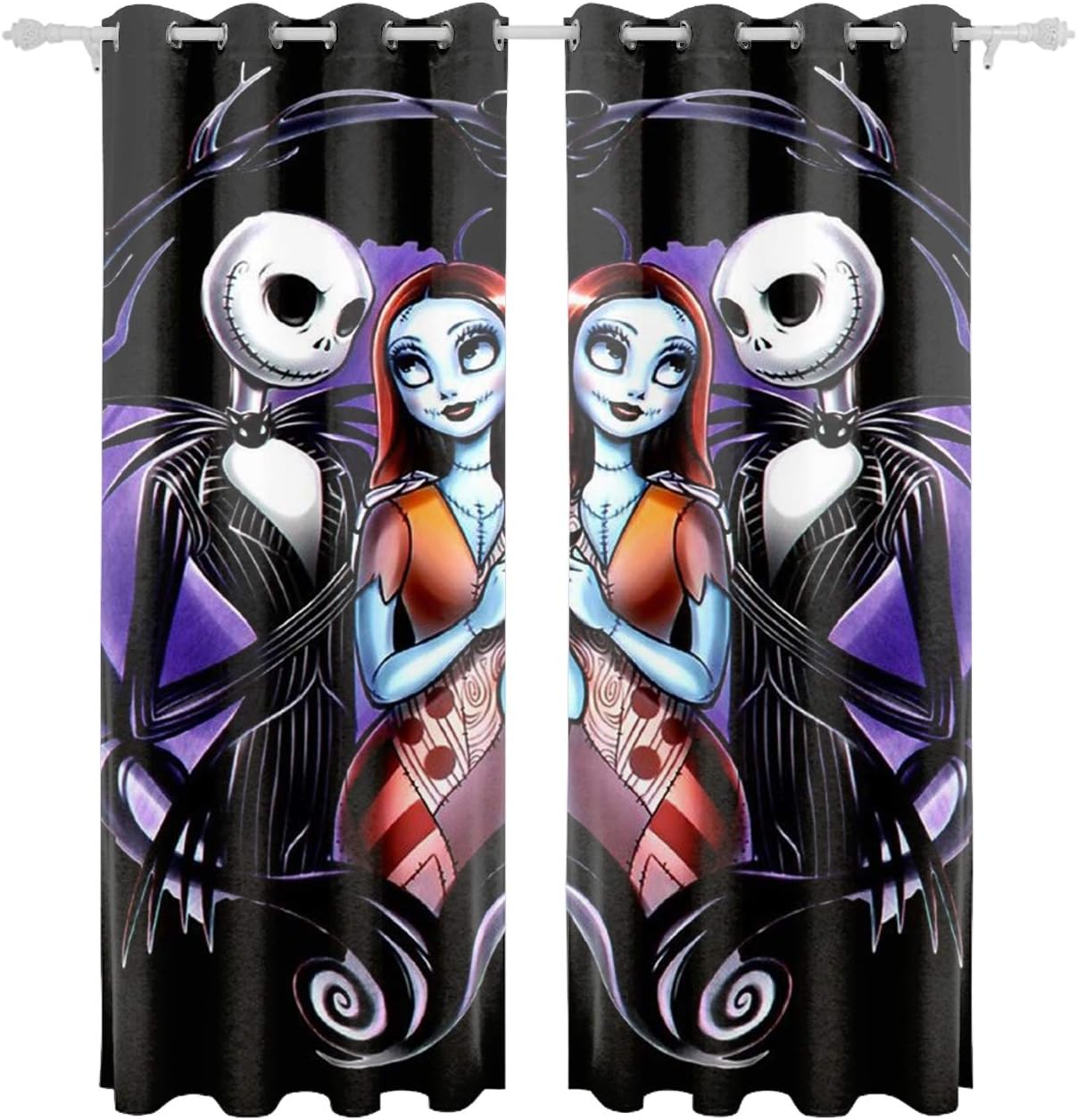 Fornate Nightmare Before Christmas Art Printed Curtains for Living Room Grommet Window Room Darkening Curtains for Bedroom 84 x 55 Inch Set of 2