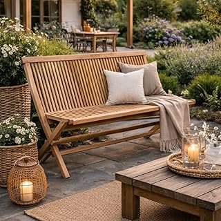 Teak Klappbank KURSI ca. L110cm Natural Gartenbank Holzbank Sitzbank Massivholz
