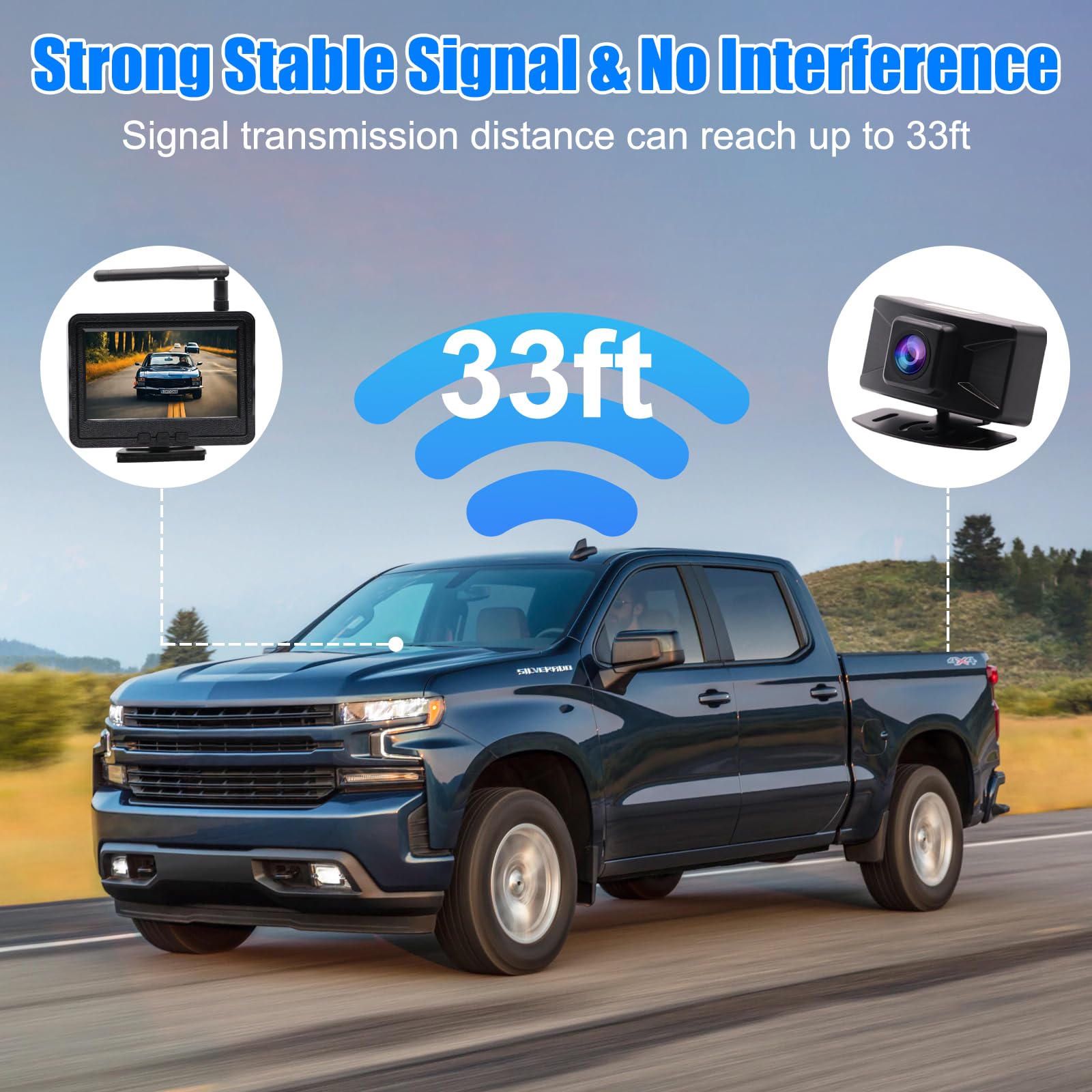 Telecamera Posteriore per Auto 1080P con Monitor HD LCD da 4,3" pollici, Telecamera per Auto Kit, Impermeabile IP68, Visione Notturna,Assistenza al Parcheggio per SUV, Camion, Furgoni