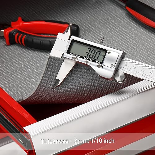 Miniatura 7 de CASOMAN Revestimiento profesional para caja de herramientas y cajón, gris, de goma espuma antideslizante de fácil corte, para cajón, forros gruesos