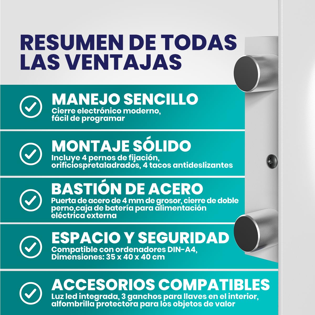 Deuba Caja Fuerte de Seguridad Electronica 35x40x40cm Cerradura de Combinación Pared Suelo Luz Interior Plata