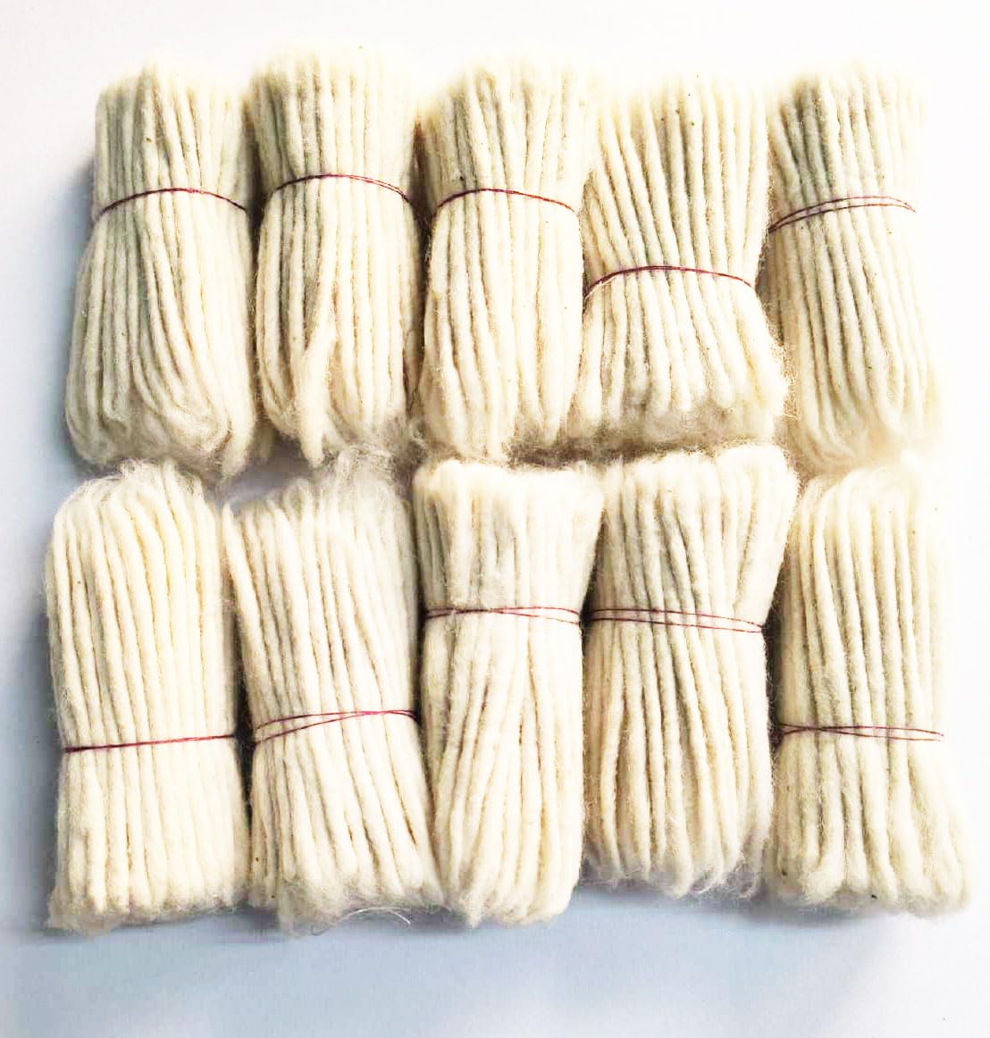 Yuktha Off White Handmade Long Cotton Wicks For Diya, Lambi Batti For Puja, 1000 Pieces - Dull White Wicks