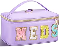 Vista 11 de Geetery Bolsa de Maquillaje Transparente de Chenilla con Letras, Bolsa para Medicamentos, Estuches de Viaje Preppy con Parche y Cremallera, Estuche