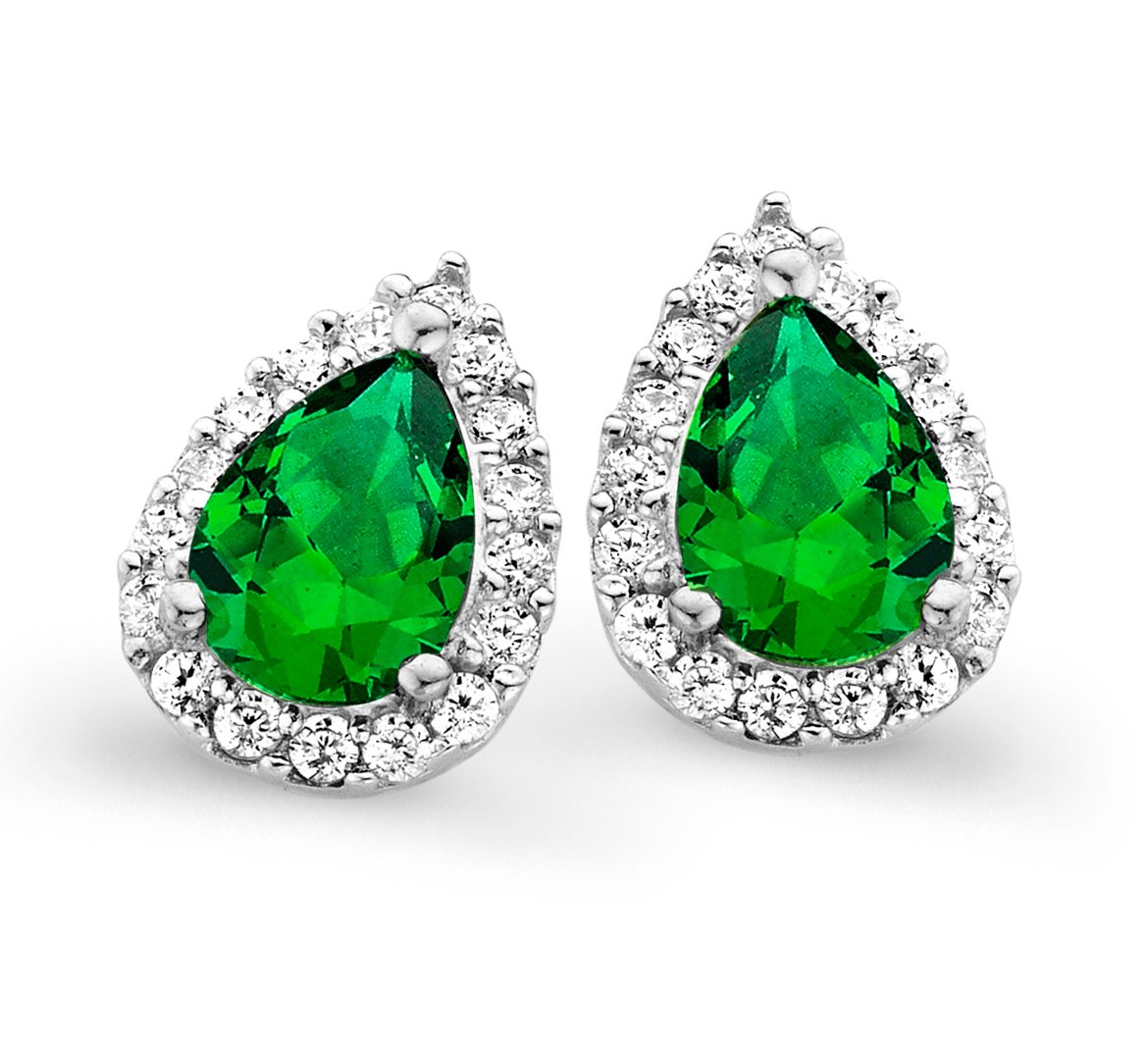 Orphelia Femme 925 Argent|#Silver Balle Vert Zircon