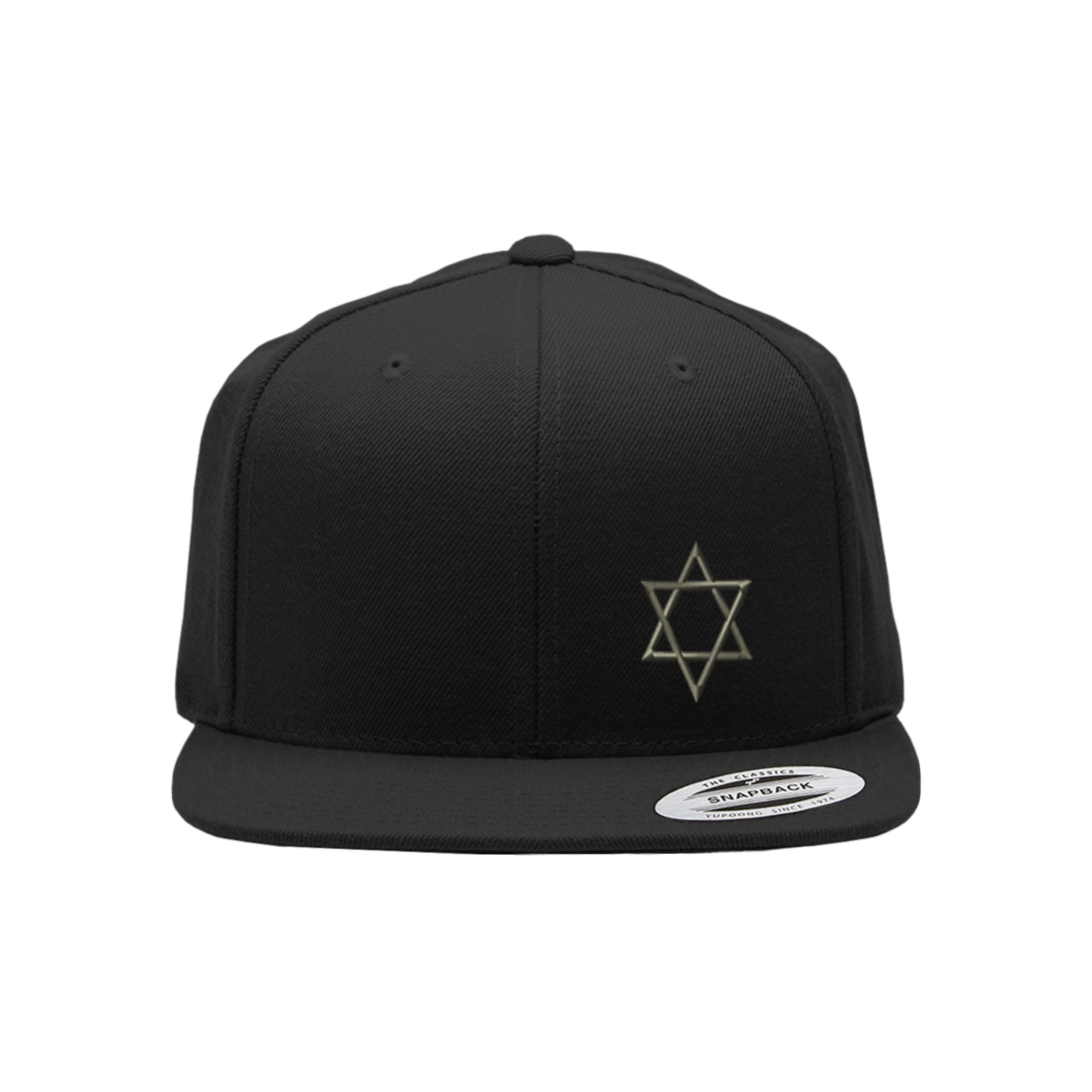 Speedy ProsSnapback Hat for Men Flat Bill Left Side Panel Hats Star of David Gray Jewish Embroidery Embroidered Flat Bill Hat Acrylic