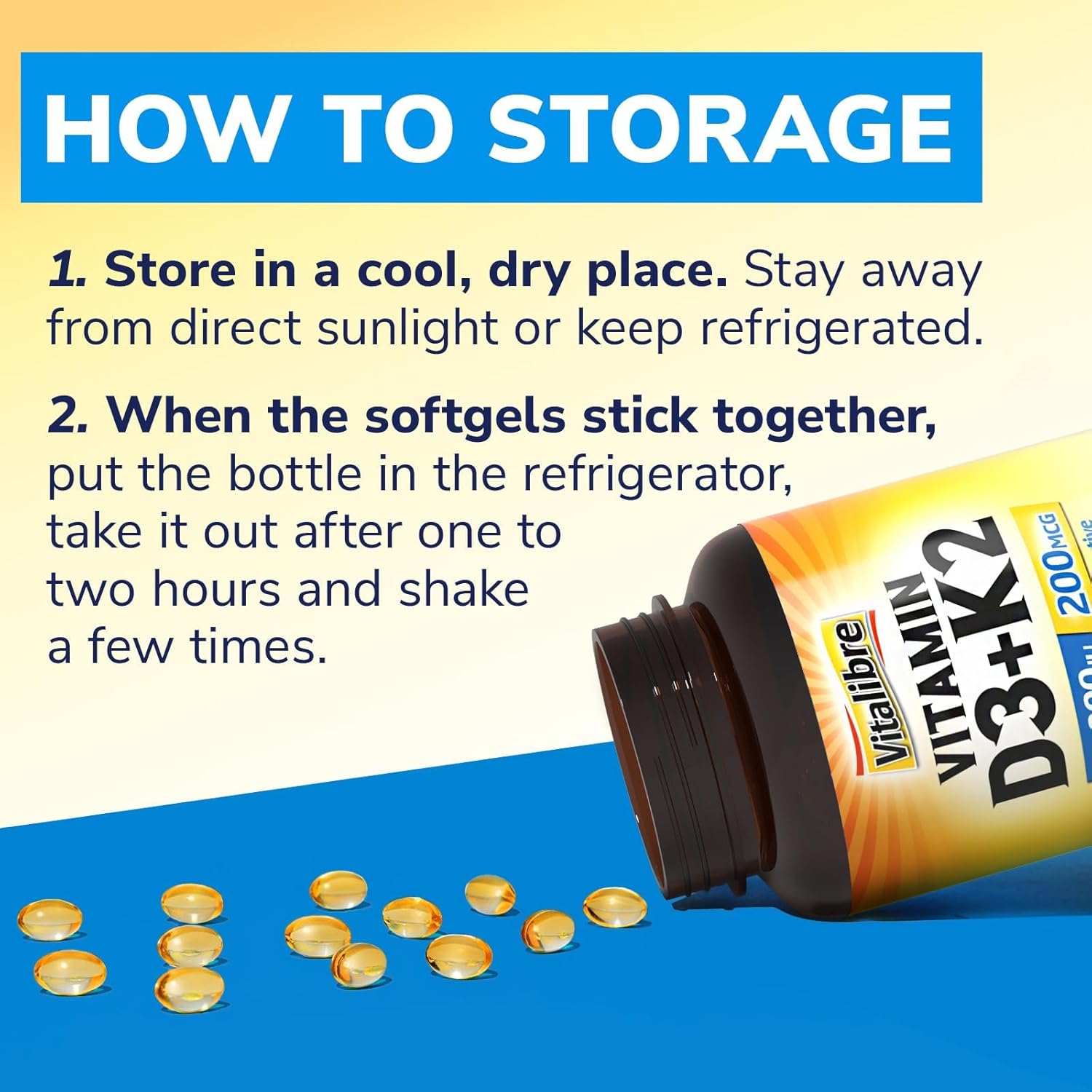 Vitalibre Vitamin D3 K2 Supplement, 10000 IU D3 / 200 mcg K2 MK7, Calcium Absorption, Bone, Heart, Immune & Mood Support, Enhanced Absorption, No Soy, Easy to Swallow, 180 Softgels