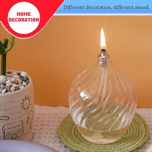 Miniatura 4 de 2 lámparas de aceite de vidrio pequeño líquido rellenables, velas de aceite de vidrio borosilicato resistente, aspecto único de hilo interno para