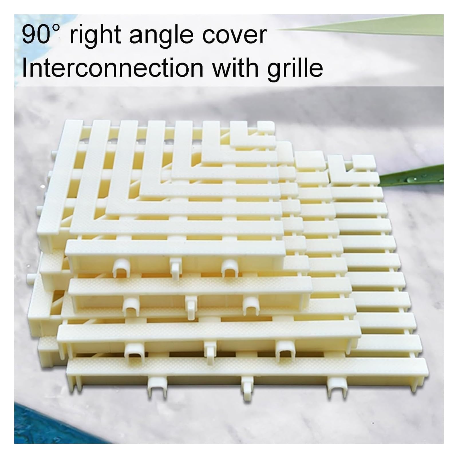 Griglie per Piscine, griglia di drenaggio per Piscine, Copertura di Troppo Pieno ad Angolo retto, griglia per Bordo Piscina 35x35 cm per Una Manutenzione efficiente delle fognature, griglia