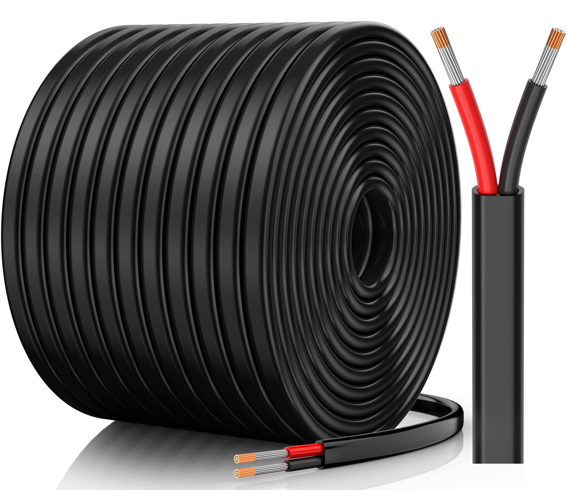10 Gauge Wire, 10 AWG 2 Conductor Electrical Wire, Flexible/Oxygen-Free Tinned Copper/Stranded PVC 10/2 Cord for Automotive, Marine, LED Strips, Solar, RV, Lighting (100FT-30.4M)