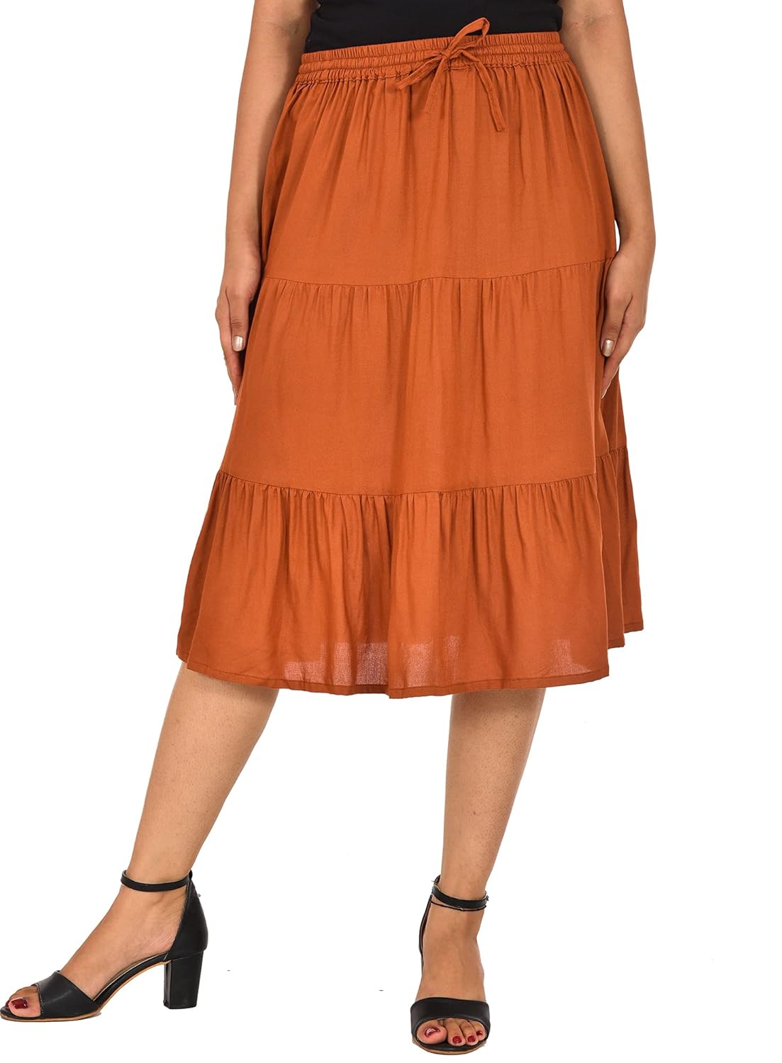 Buy COTTON BREEZE Women's Aline Skirt (Brown) at Amazon.in