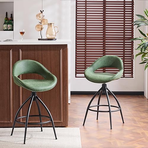 VINGLI Juego de 2 taburetes de bar giratorios de altura de mostrador, taburete de bar de 26 pulgadas de altura de asiento para isla de cocina,