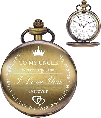 ManChDa - Orologio da tasca inciso, personalizzabile per mio zio, numeri  romani, quadrante nero al quarzo personalizzato per gli uomini zio +  scatola catena 3. Bronzo. : ManChDa: Amazon.it: Orologi