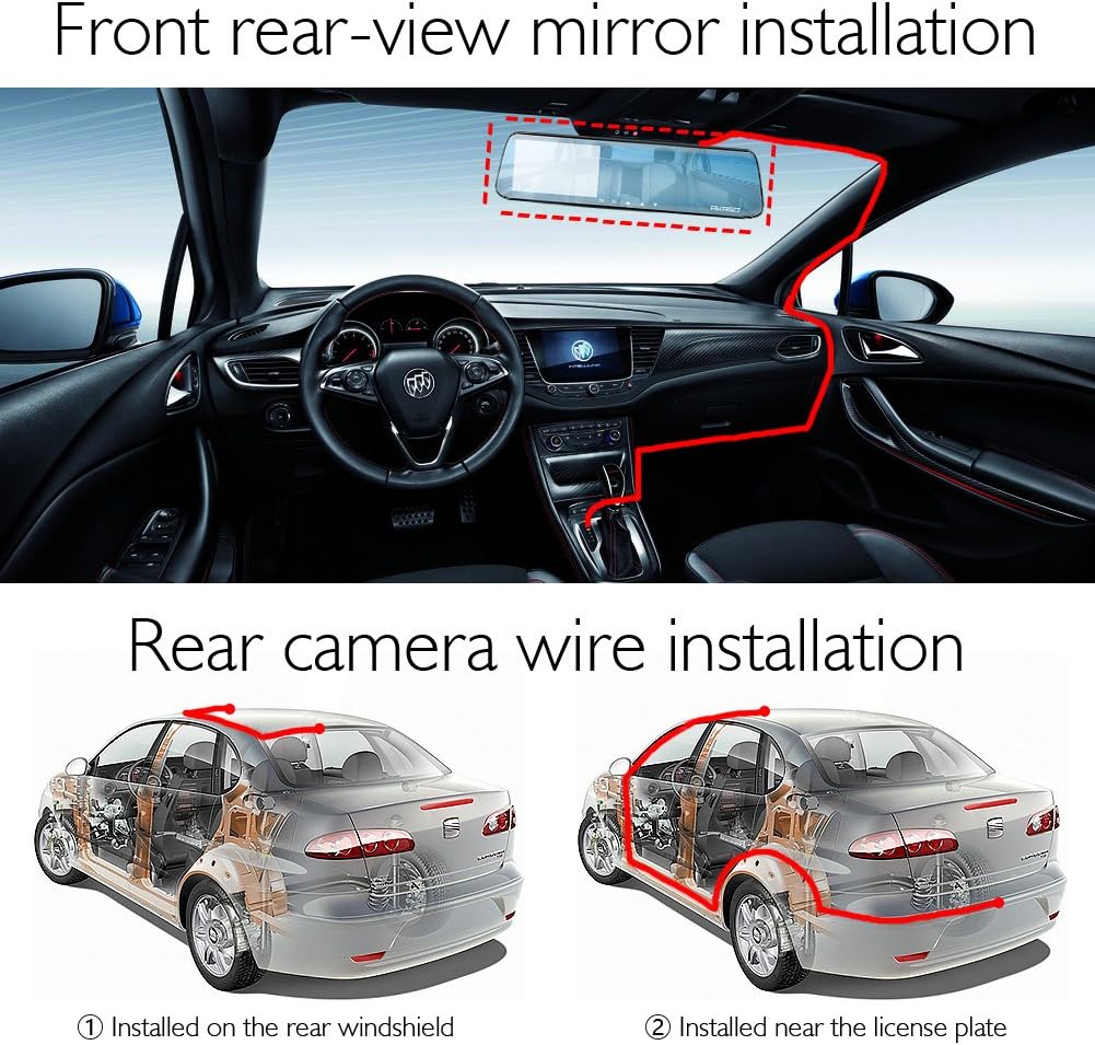 AKASO Dash Cam with Backup Camera, 5" FHD 1080P Touchscreen Front and Rear Dual Dash Camera for Cars, Driving Loop Recorder Waterproof G-Sensor, Night Vision, Motion Detection Reversing Camera(DL2)