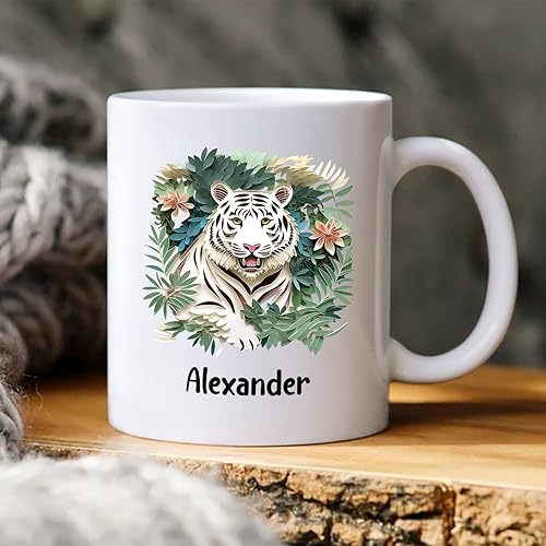 Miniatura 23 de Taza de café personalizada con diseño de mariposa de arte de origami, regalo para cumpleaños de amigo, compañero de trabajo, taza de cerámica blanca
