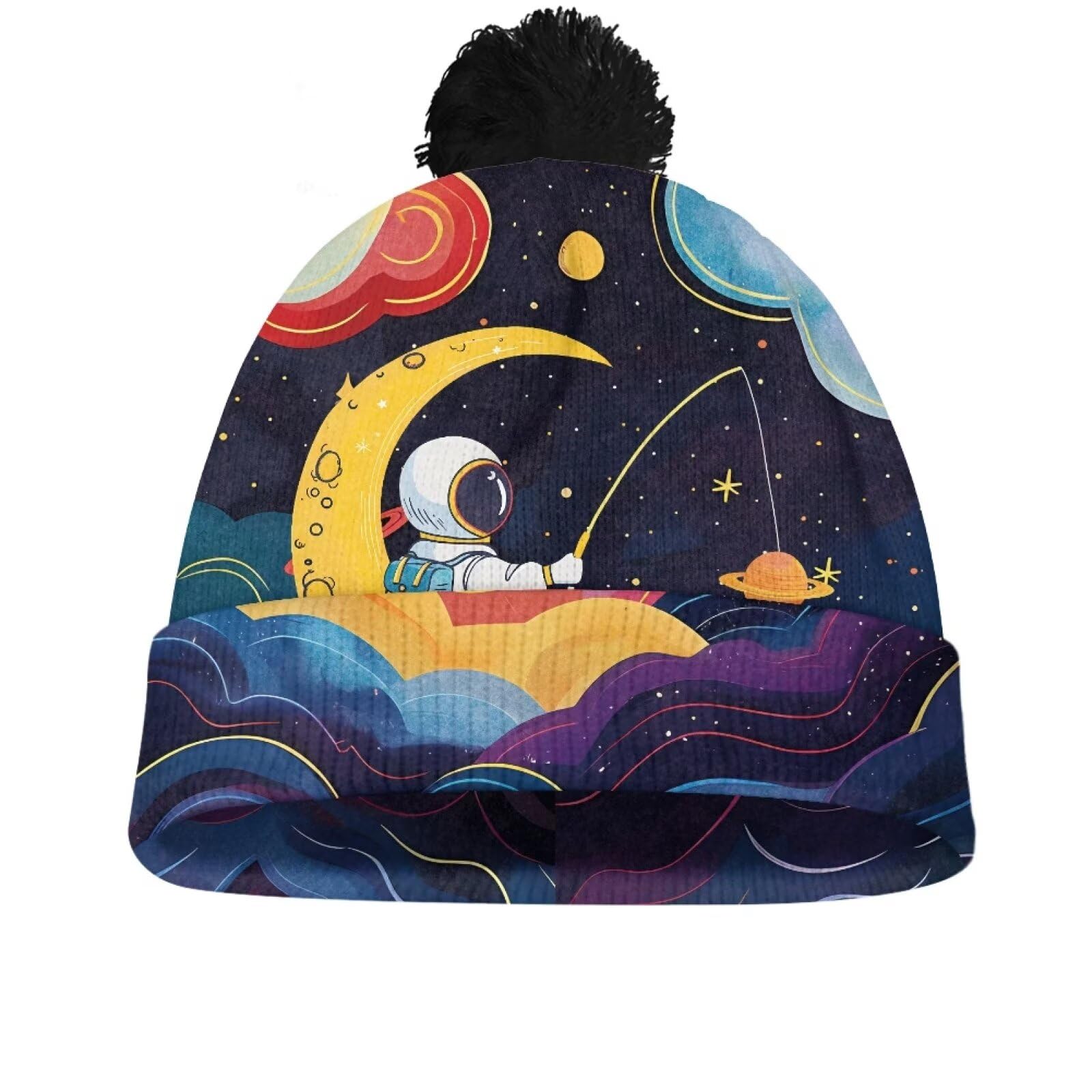Hwiplsvny Space Astronaut Baby Kids Winter Warm Hats Toddler Knit Pom Beanie Hat Knitted Pom Pom Beanie Cap Winter Caps for Kids Girls Baby Infant Winter Beanies Hat Children Hat