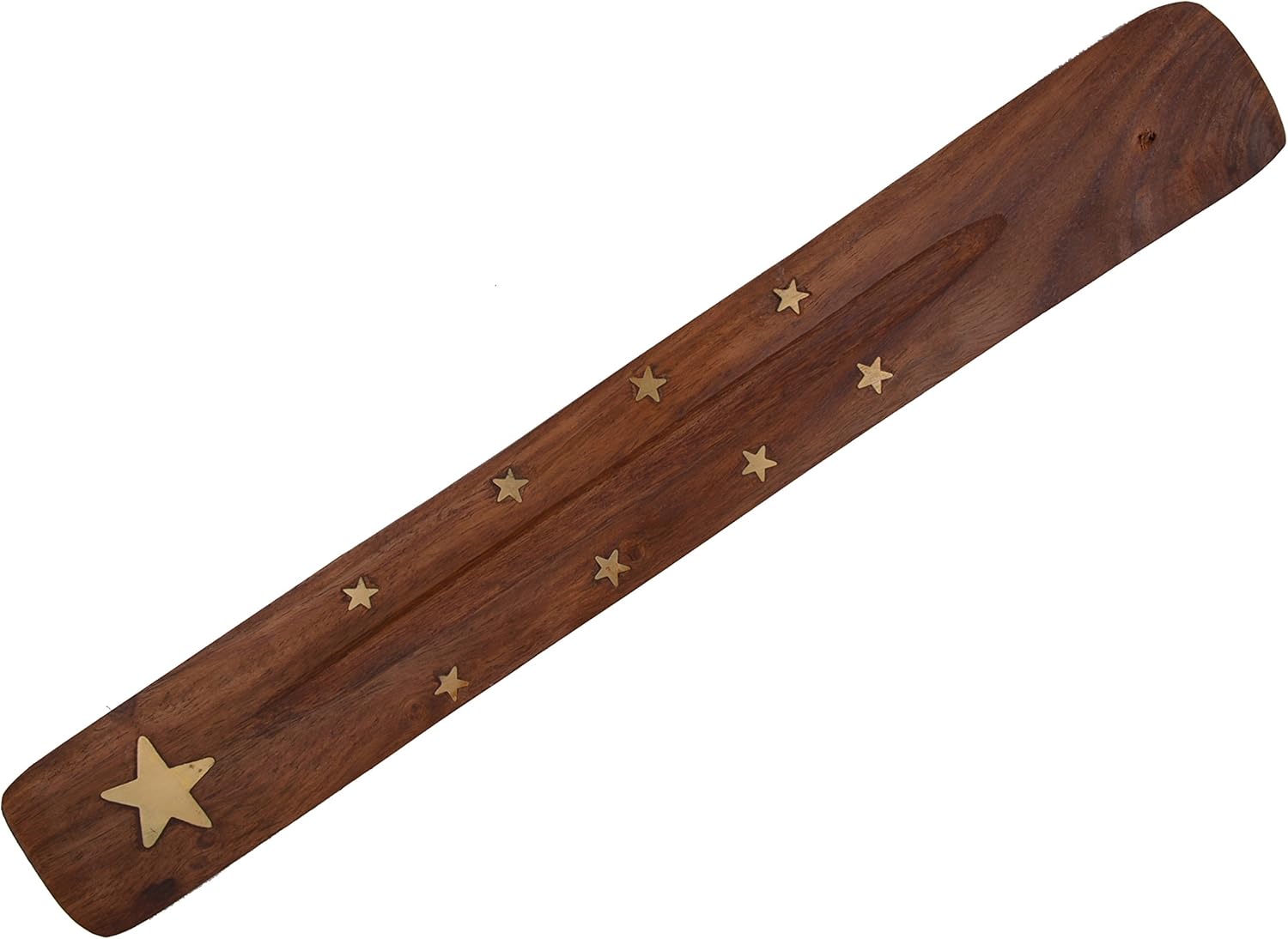 ® Wooden Incense Burner Flat Ash Catcher Assorted Designs with Brass Inlay (12)