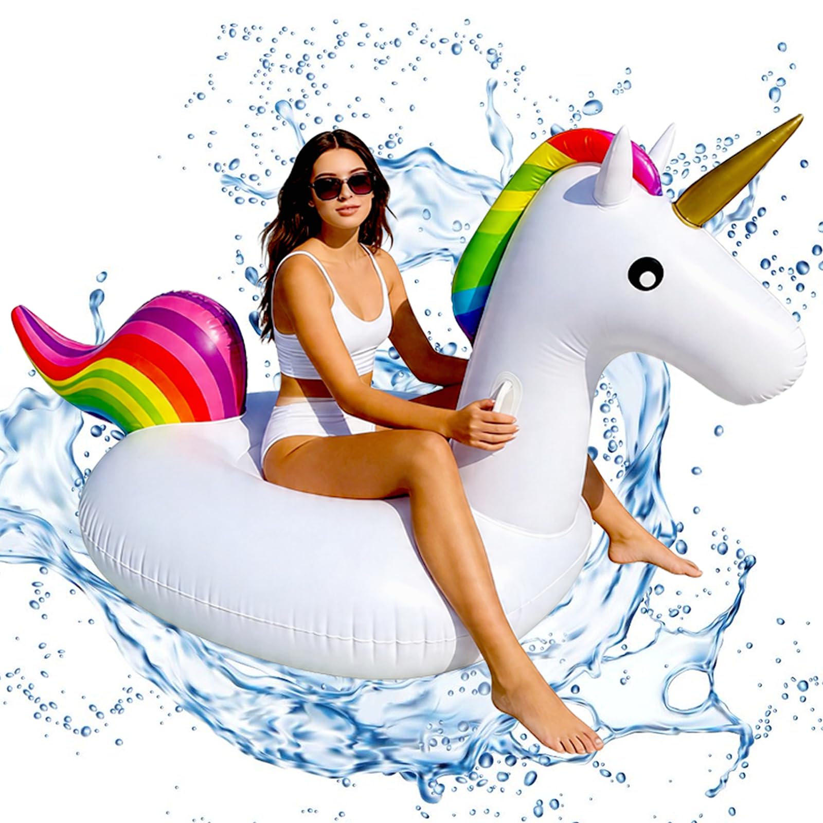 POPOYU Unicorn Pool Float,Swimming Pool Inflatables,Pool Inflatables for Adults,PoolInflatable,Giant Inflatable Unicorn PoolFloat for Swimming PoolBeach Party Decorations,Summer Gifts