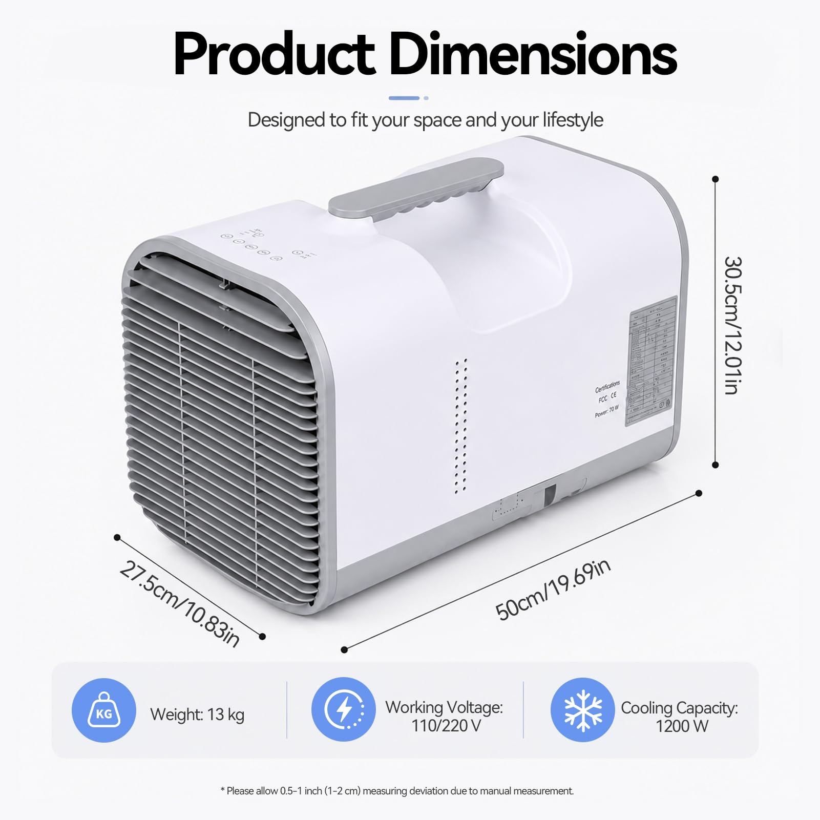 Condizionatore portatile 4000 BTU con compressore, ventola deumidificatore 4 in 1 per camper, telecomando e timer 24 ore, unità di raffreddamento rapido leggero 29 lb UE