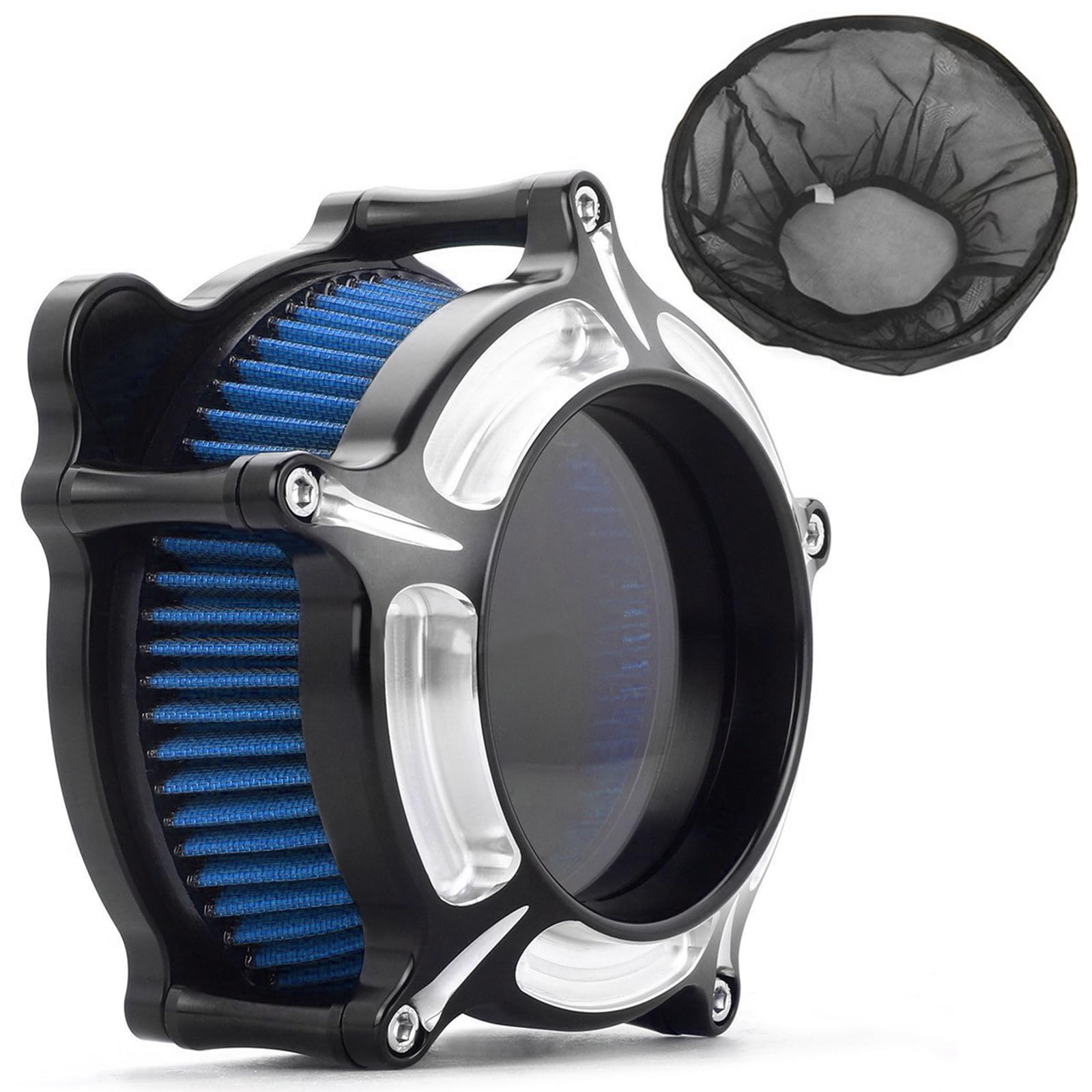 For harley davidson air cleaner filter sportster Touring street glide road king electra Dyna Softail motorcycle air intake (Black- Blue filter, B-For
