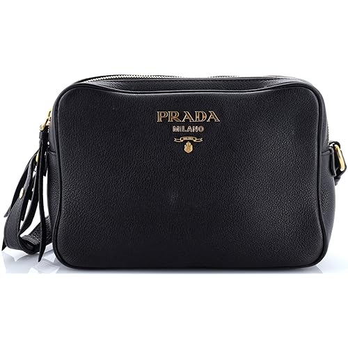 Prada, Pre-Loved Double Zip Camera Bag Vitello Phenix Medium, Black