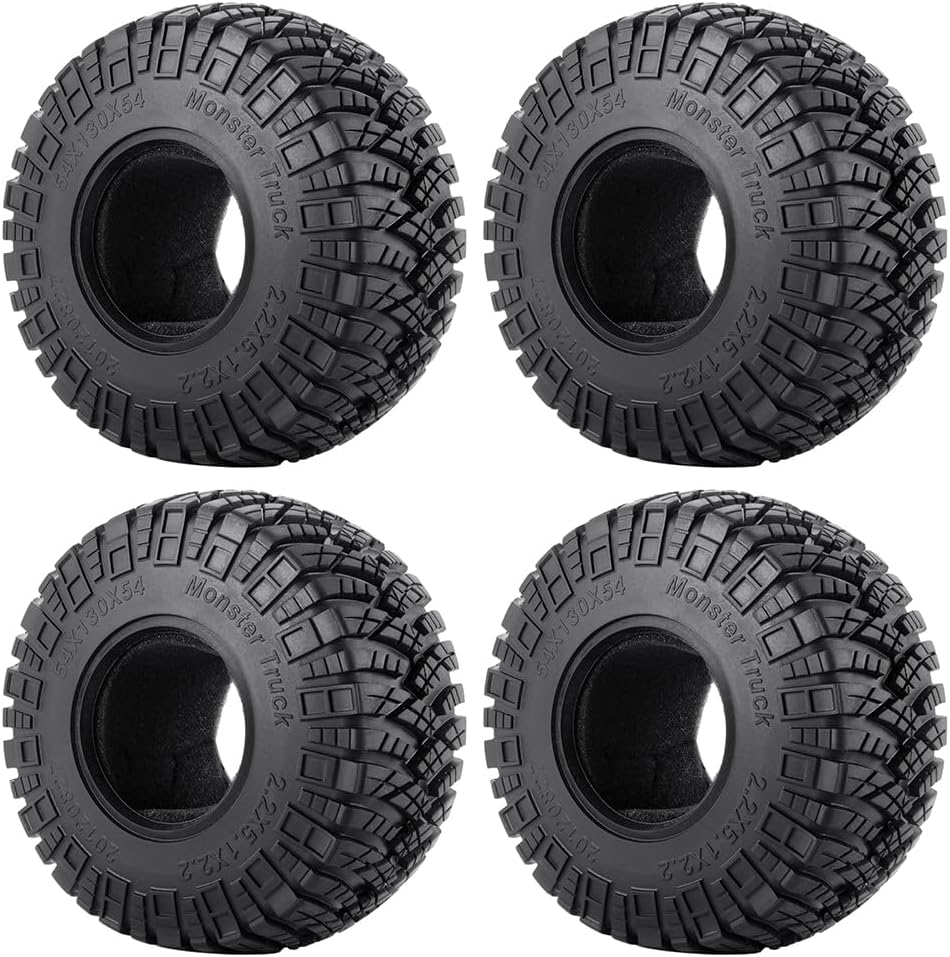 RC Rubber 2.2 Crawler Tires 130MM 2.2" Tires with Foam Insert 4PCS for 1/10 Scale SCX10 Upgrades AXI03004 RC Crawler Car
