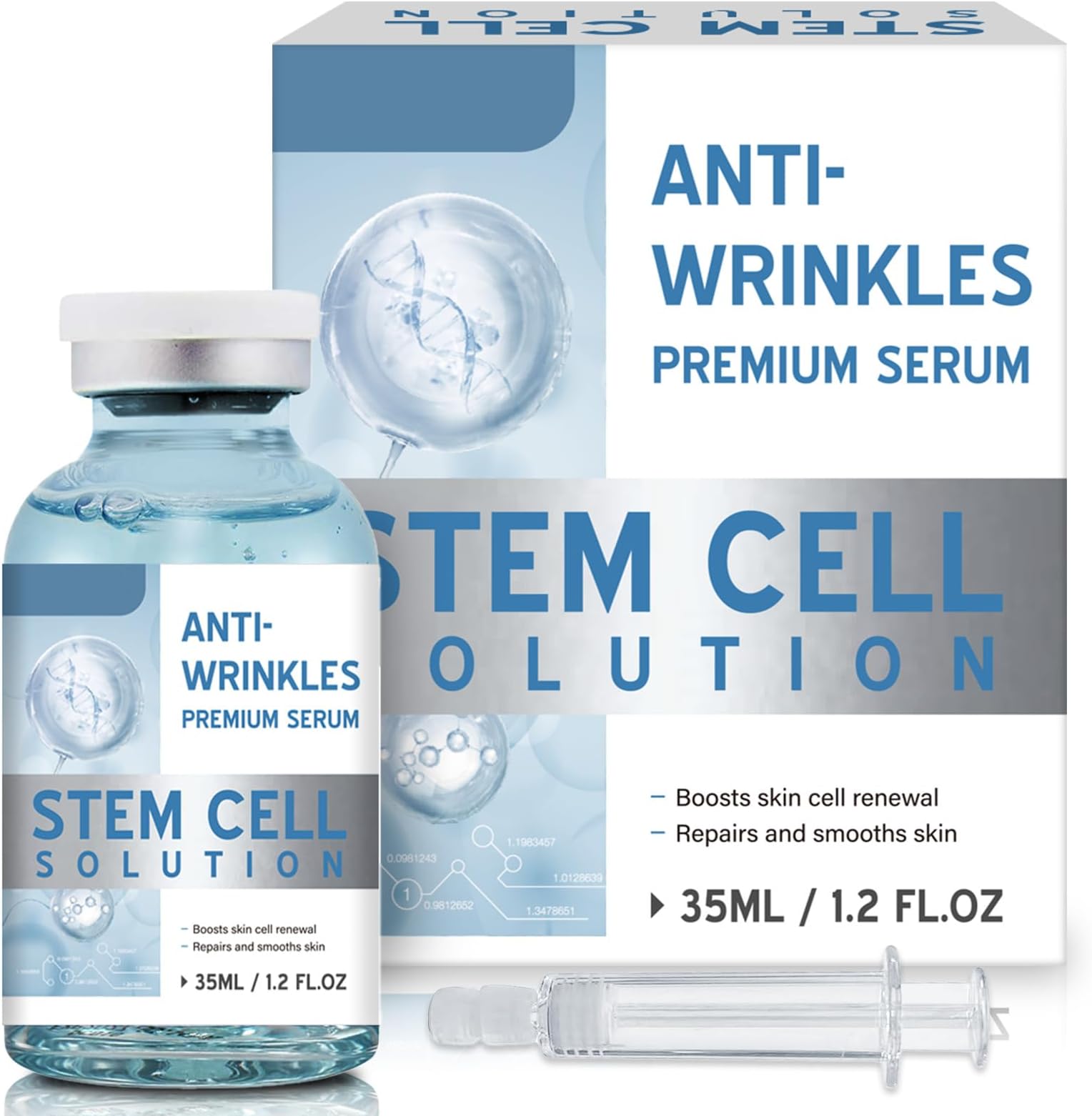 – Stem Cell Serum for Face, Advanced Anti-Aging Ampoule without Microneedling, Stimulates Collagen, Reduces Wrinkles & Firms Skin, 1.2 oz