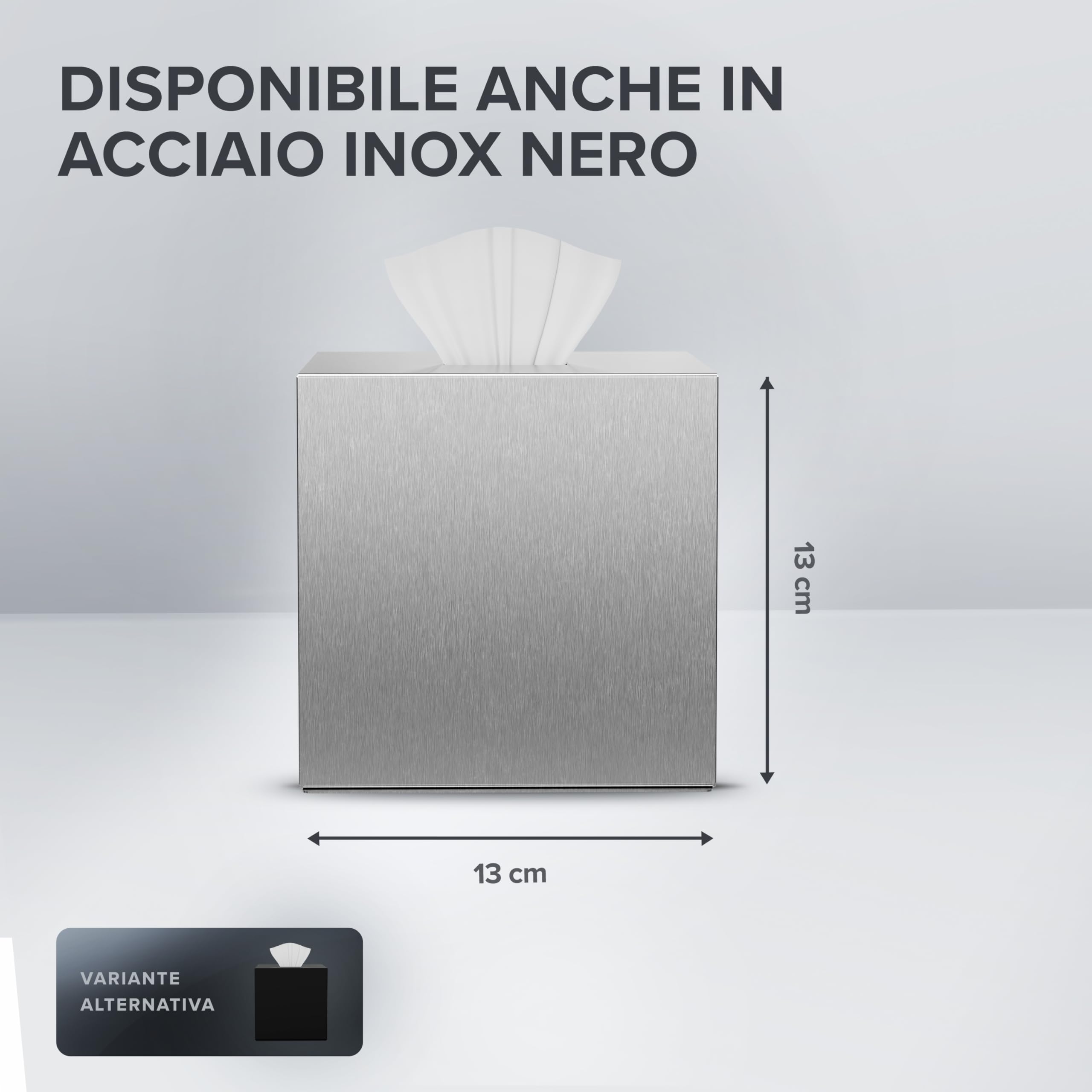 DWËLLZA HOMË Scatola di fazzoletti quadrata – contenitore per fazzoletti per il viso, dispenser per bagno, bagno, comò della camera da letto, scrivania da ufficio o comodino, confezione da 2, nero