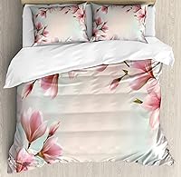 Vista 60 de Ambesonne Juego de funda de edredón de pesca, lubina de boca grande atrapando un bocado en espray de agua, imagen salvaje, juego de cama decorativo