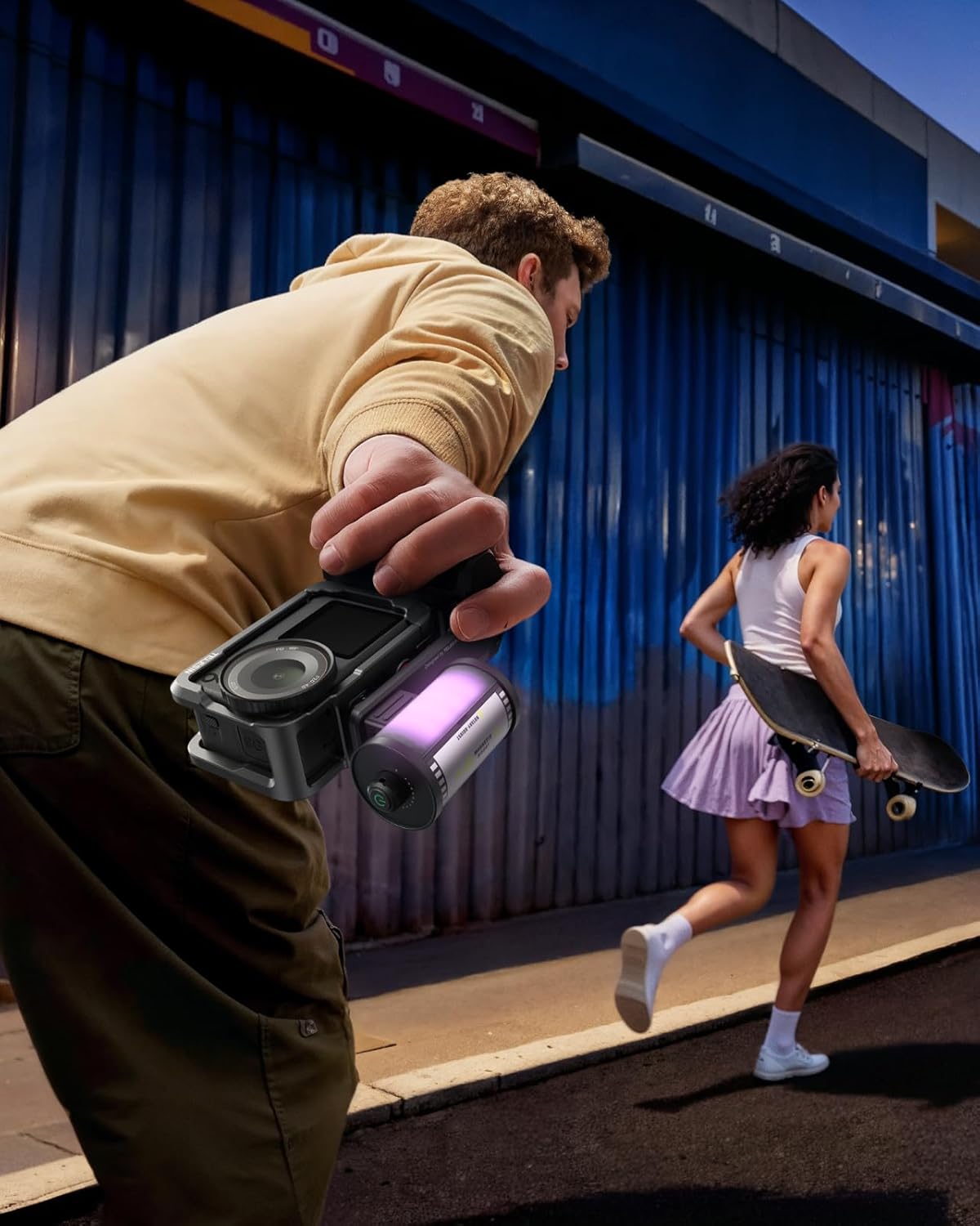 TELESIN Aluminum Alloy Grip Kit for DJI Action 6 with Metal Protective Cage & Magnetic RGB Video Light, Portable LED Camera Light with Diffuser, CRI 95+, Cold Shoe Mount