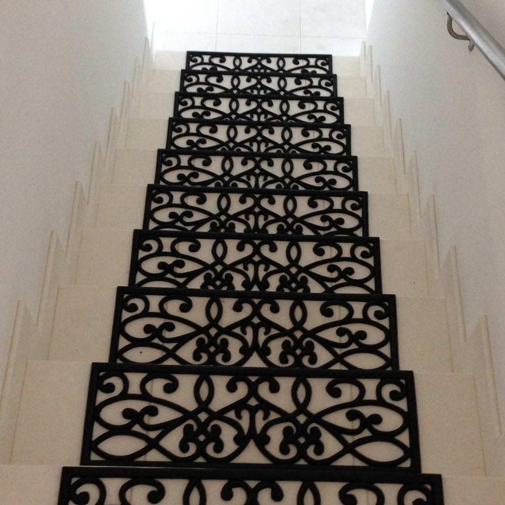 Best Deal Cheap 🛒 Rubber-Cal 6-Piece New Amsterdam Non-Slip Treads Rubber Step Mats, 9.75 by 29.75-Inch, Black