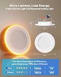 LVWIT 4 Inch 5CCT LED Downlight, 7W 700 Lumens Dimmable Pot Lights with Night Light, IC Rated Retrofit LED Recessed Lighting, 6 Pack (2700K/ 3000K/ 4000K/ 5000K/ 6000K- 5CCT)